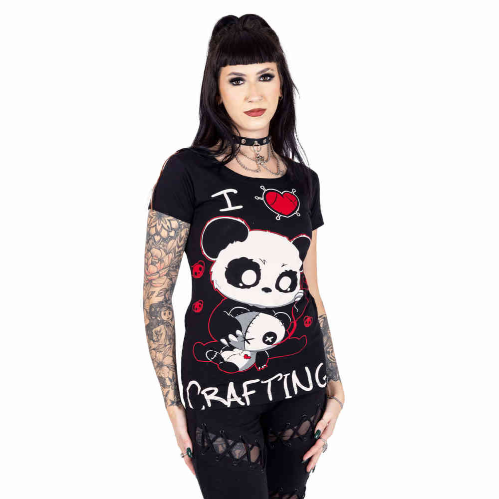 Cupcake Cult - I Love Crafting Dames Tshirt - Zwart